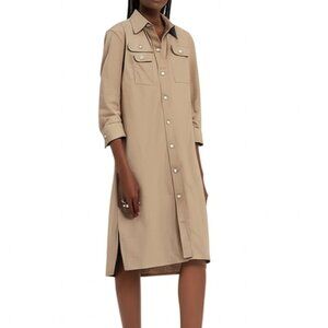 Roth Le Cover Silk Button Up Shirt Dress Size 12 Brown Classic Elegant Chic VTG